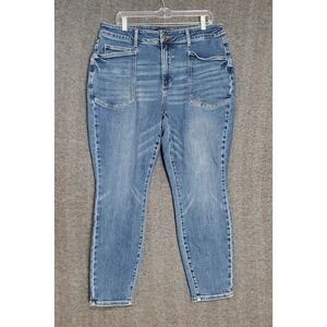 Judy Blue Jeans Womens 18W Relaxed Fit Blue Denim Big Front Pockets Stretch Pant